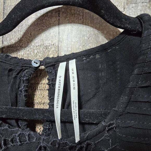 Anthropologie Black Clementine Eyelet Ruffle Lace Blouse - Picture 4 of 5